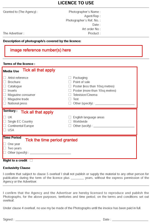 Respect IP, Specimen Licence
